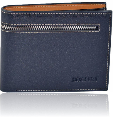 

Bogesi Men Blue Artificial Leather Wallet(8 Card Slots), Blue-tan