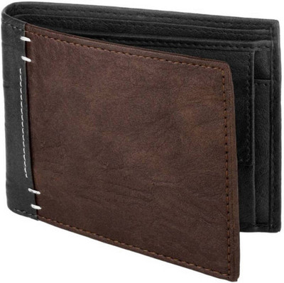 

Twinstar Men Black Artificial Leather Wallet(4 Card Slots), Black-brown
