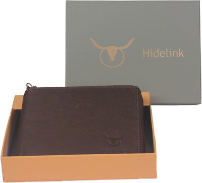 

Hidelink Men Brown Genuine Leather Wallet(6 Card Slots), Dark brown