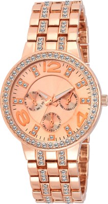 COSMIC GRGC 135 Rhinestone Collection Stainless Steel Strap Rose Gold Color Dial Women Watch GENEVA-RHINESTONE Analog Watch  - For Women   Watches  (COSMIC)