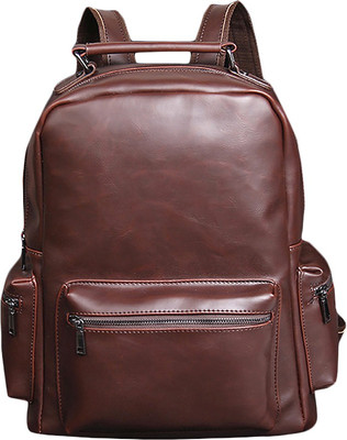 

FemNmas Simple Leather School Backpack 20 L Backpack(Tan)