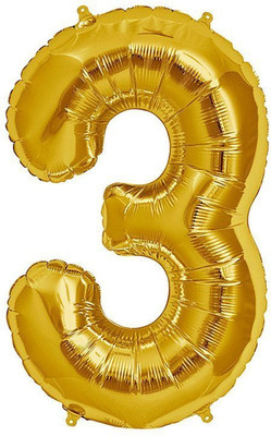 

Shop Online Solid 14" Number "3" Gold Super Shape Foil Balloon Balloon(Gold, Pack of 1)