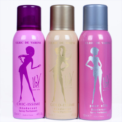 

udv chic,gold issime,pour elle Deodorant Spray - For Women(125 ml, Pack of 3)