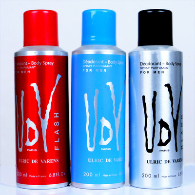 

udv flash,blue,black Deodorant Spray - For Men(200 ml, Pack of 3)