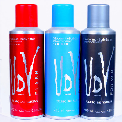 

udv flash,blue & for men Deodorant Spray - For Men(200 ml, Pack of 3)