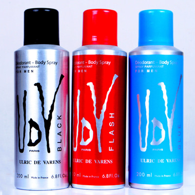 

udv black,flash & blue Deodorant Spray - For Men(200 ml, Pack of 3)