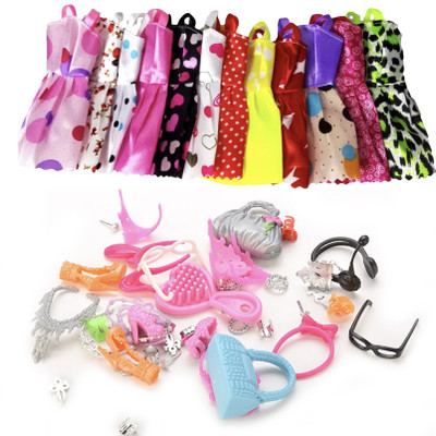 

iDream 10pcs Doll Dress & Doll Accessories (Combo Pack) Compatible With Barbie Doll(Multicolor)