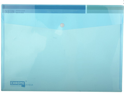 CHROME Plastic Neon Vogue Clear Button Folder(Set Of 12, Blue)