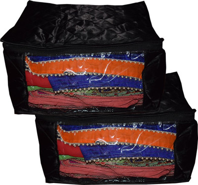 

Aadhya designer satin large saree cover pack of 2(Black)