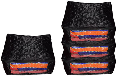 

Aadhya Designer Multipurpose Large Satin Saree Covers Pack of 4(Black)