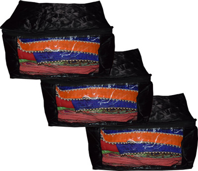 

Aadhya Designer Satin Large Saree Covers Pack of 3(Black)