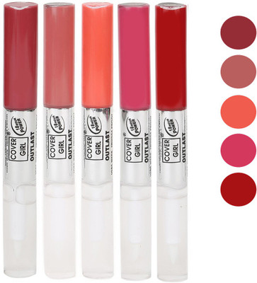 

Cover Girl Purplish Pink,Nude Brown,Neon Orange,Pink,Red Long Stay Lip gloss(3.5 ml, Purplish Pink.Nude Brown.Neon Orange.Pink.Red)