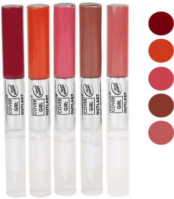 

Cover Girl Maroon,Peaches Orange,Pinkish Purple,Peaches Brown,Nude Brown Long Stay Lip gloss(3.5 ml, Maroon.Peaches Orange.Pinkish Purple.Peaches Brown.Nude Brown)