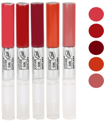 

Cover Girl Pinkish Red,Red,Maroon,Peaches Orange,Nude Brown Non-Transfer Lip Color(3.5 ml, Pinkish Red.Red.Maroon.Peaches Orange.Nude Brown)