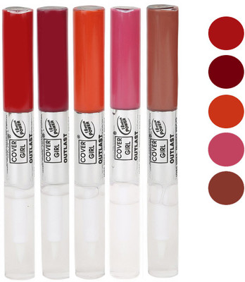 

Cover Girl Red,Maroon,Peaches Orange,Purplish Pink,Peaches Brown Long Stay Lip gloss(3.5 ml, Red.Maroon.Peaches Orange.Purplish Pink.Peaches Brown)