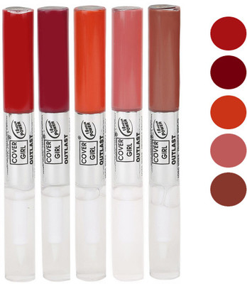 

Cover Girl Red,Maroon,Peaches Orange,Nude Brown,Peaches Brown Non-Transfer Lip Color(3.5 ml, Red.Maroon.Peaches Orange.Nude Brown.Peaches Brown)