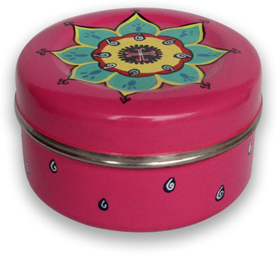 

LazyBrats This beautiful and charming pink flower storage container is what the doctor ordered to make your home more stylish and elegant. Use this hand-painted dibbi to store some small tidbits and other essentials either beside your bed on your side-tab