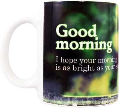 

juvixbuy Good Morning Coffee Ceramic Mug(325 ml), Multicolor