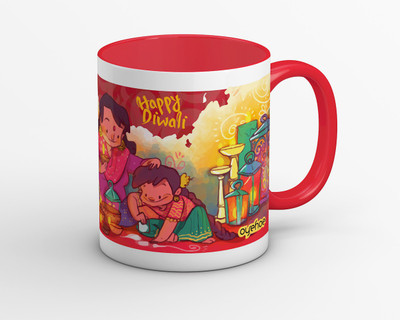 

OyeHoe Happy Diwali Puja Coffee Ceramic Mug(300 ml), Multicolor