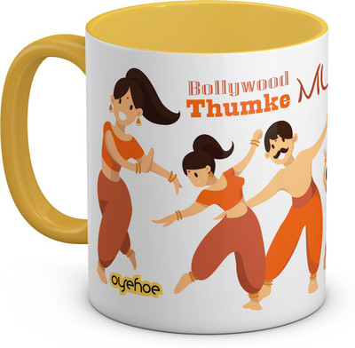

OyeHoe Bollywood Thumke Quoted Yellow Coffee Ceramic Mug(300 ml), Multicolor