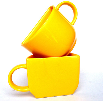 

Indeavour Fusion Ceramic Mug(150 ml, Pack of 2), Yellow