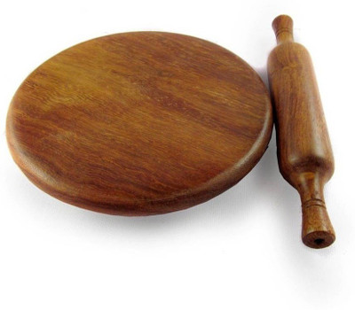 VAS Collection Home Rolling Pin & Board Rolling Pin & Board(Brown, Pack of 2)
