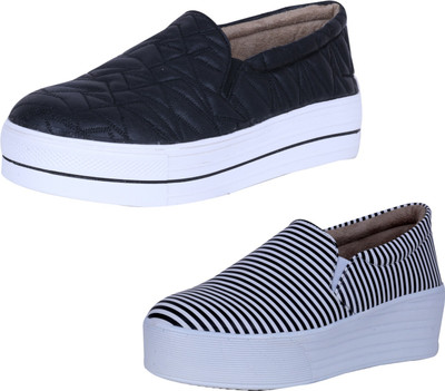 

IndiWeaves Casuals For Women(Black, White, Black