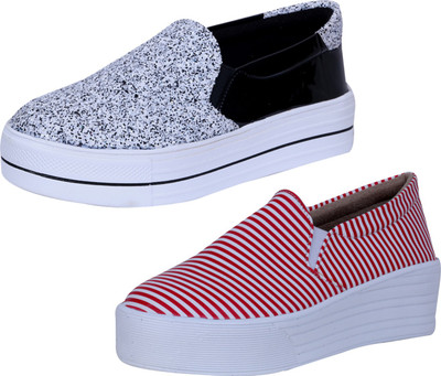 

IndiWeaves Sneakers For Women(White, Black, White, Red