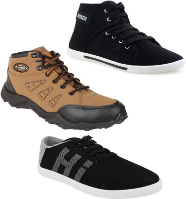 

Chevit Men's Combo Pack Of 3 Casual Running Shoes With Casuals For Men(Black, Multicolor