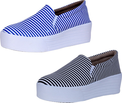 

IndiWeaves Slip On Sneakers For Women(Multicolor, White