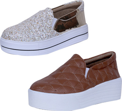 

IndiWeaves Sneakers For Women(White, Brown