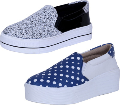 

IndiWeaves Casuals For Women(White, Black, White, Blue