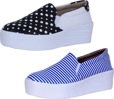 

IndiWeaves Casuals For Women(White, Black, White, Blue