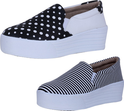 

IndiWeaves Casuals For Women(White, Black, White, Black