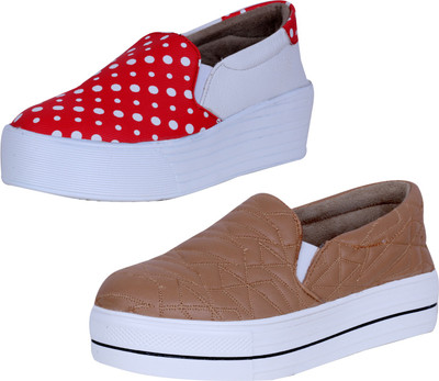 

IndiWeaves Sneakers For Women(White, Red, Brown