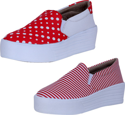 

IndiWeaves Casuals For Women(White, Red, White, Red