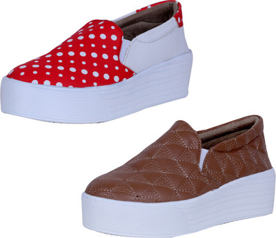 

IndiWeaves Casuals For Women(White, Red, Brown