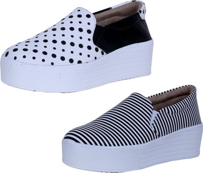 

IndiWeaves Sneakers For Women(White, White, Black