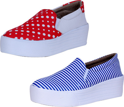 

IndiWeaves Casuals For Women(White, Red, White, Blue