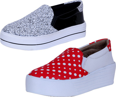 

IndiWeaves Sneakers For Women(White, Black, White, Red