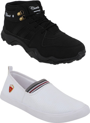 

Chevit Men's Combo Pack of 2 Casual Sneakers (Sports and Running Shoes) For Men(Black, White