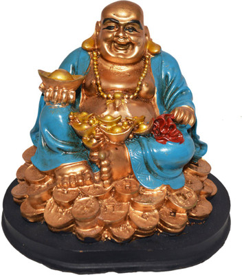 

Reiki Crystal Products Vastu / Feng Shui /Sitting Buddha With Money Coin For Wealth, Success and Achievement Decorative Showpiece - 12.5 cm(Porcelain, Multicolor)