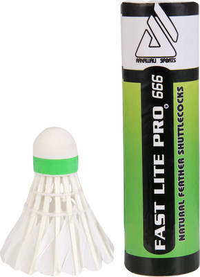 

AS Fast Lite Pro - 666 Natural Feather Shuttle - White(Medium Fast, 78, Pack of 6)