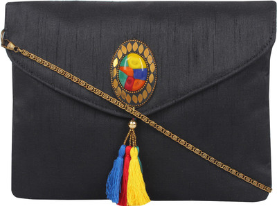 Anekaant Women Casual Black Silk Sling Bag