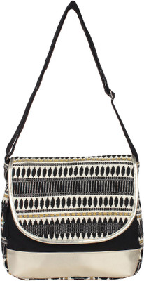 

Anekaant Women Casual Black, White Canvas Sling Bag