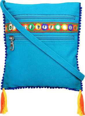 

Anekaant Women Casual Blue Canvas Sling Bag