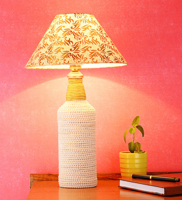 

DEPLO HOME White-Gold Table Lamp(45 cm, White)