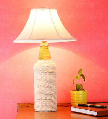 

DEPLO HOME White-Beige Table Lamp(45 cm, White)