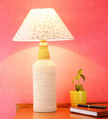 

DEPLO HOME White-Silver Table Lamp(45 cm, White)
