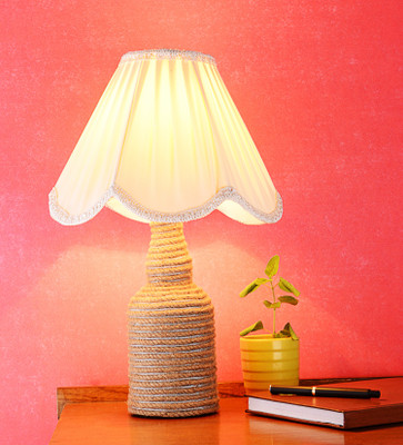 DEPLO HOME Brown-Cream Table Lamp(42 cm, Brown)